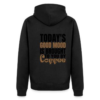 Today's Good Mood Is Brought To You By Coffee - Unisex Premium Bio Zip Hoodie - Schwarz - Hinten - Nico (187cm)