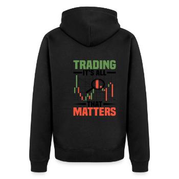 Le trading, c’est tout ce qui compte - Veste à capuche bio Premium Unisexe - noir - Dos - Nico (187cm)