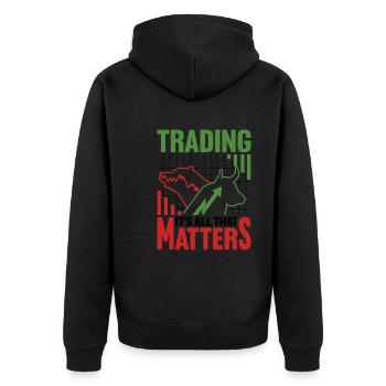 Le trading, c’est tout ce qui compte 2 - Veste à capuche bio Premium Unisexe - noir - Dos - Nico (187cm)