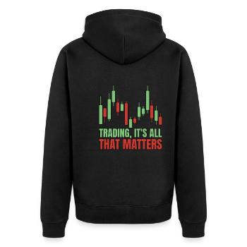 Trading, c’est tout ce qui compte 3 - Veste à capuche bio Premium Unisexe - noir - Dos - Nico (187cm)