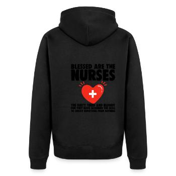Blessed Are The Nurses - Unisex Premium Organic Zip Hoodie - black - Back - Nico (187cm)