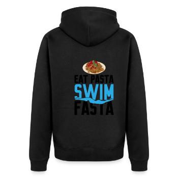 Eat Pasta Swim Fasta 10 - Unisex Premium Bio Zip Hoodie - Schwarz - Hinten - Nico (187cm)