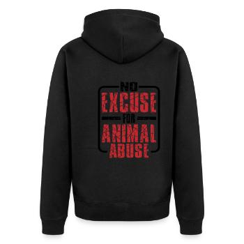 No Excuse For Animal Abuse 5 - Unisex Premium Organic Zip Hoodie - black - Back - Nico (187cm)