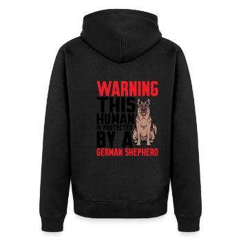This Human Is Protected By A German Shepherd 5 - Unisex Premium Bio Zip Hoodie - Schwarz - Hinten - Nico (187cm)