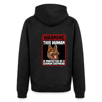 This Human Is Protected By A German Shepherd 4 - Unisex Premium Bio Zip Hoodie - Schwarz - Hinten - Nico (187cm)