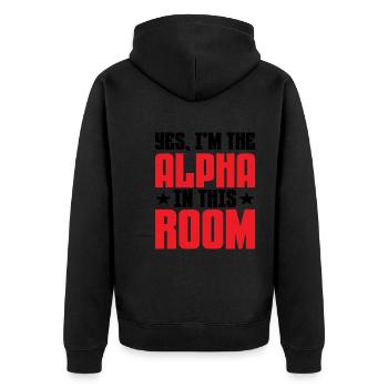 Oui, je suis l’Alpha dans cette pièce 13 - Veste à capuche bio Premium Unisexe - noir - Dos - Nico (187cm)