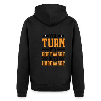 Vous transformez mon logiciel en matériel 7 - Veste à capuche bio Premium Unisexe - noir - Dos - Nico (187cm)