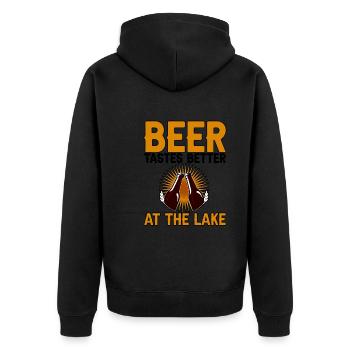 La bière a meilleur goût au lac 2 - Veste à capuche bio Premium Unisexe - noir - Dos - Nico (187cm)