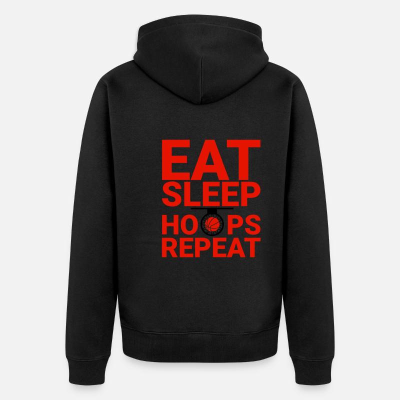 Eat Sleep Hoops Repeat 2 - Unisex Premium Bio Zip Hoodie - Schwarz