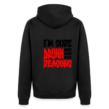 Je suis sûr que j’avais ses raisons 13 - Veste à capuche bio Premium Unisexe - noir - Dos - Nico (187cm)