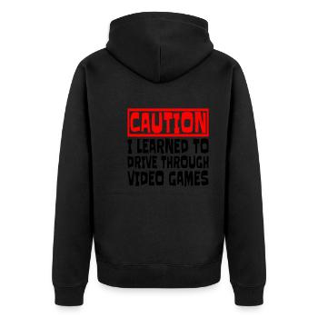 Attention J’ai appris à conduire à travers les jeux vidéo 3 - Veste à capuche bio Premium Unisexe - noir - Dos - Nico (187cm)