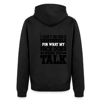 For What My Face Does When You Talk 2 - Unisex Premium Bio Zip Hoodie - Schwarz - Hinten - Nico (187cm)