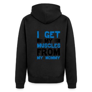 Je tiens mes muscles de ma maman - Veste à capuche bio Premium Unisexe - noir - Dos - Nico (187cm)