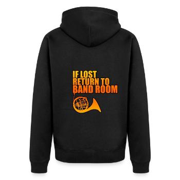 If Lost, Return To Band Room 4 - Unisex Premium Organic Zip Hoodie - black - Back - Nico (187cm)