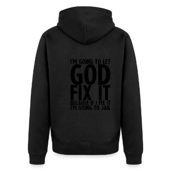 Parce que si je le répare, je vais en prison - Veste à capuche bio Premium Unisexe - noir - Dos - Nico (187cm)