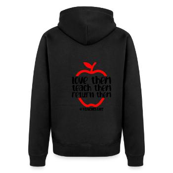 Love Them Teach Them Return Them - Unisex Premium Bio Zip Hoodie - Schwarz - Hinten - Nico (187cm)