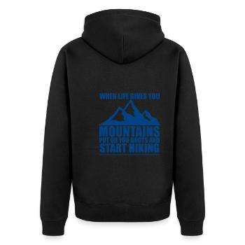 When Life Gives You Mountains 3 - Unisex Premium Organic Zip Hoodie - black - Back - Nico (187cm)