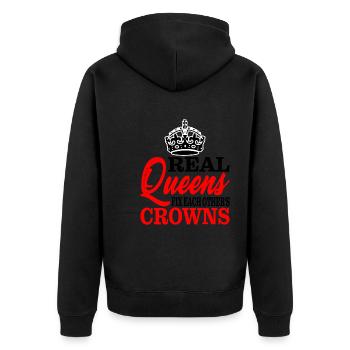 Real Queens Fix Each Other's Crowns 2 - Unisex Premium Bio Zip Hoodie - Schwarz - Hinten - Nico (187cm)