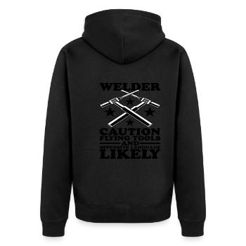 Welder, Flying Tools And Offensive Language 2 - Unisex Premium Organic Zip Hoodie - black - Back - Nico (187cm)