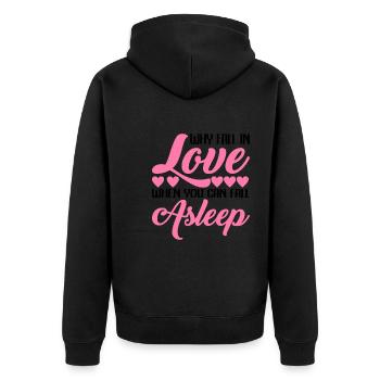 Why Fall In Love When You Can Fall Asleep 2 - Unisex Premium Organic Zip Hoodie - black - Back - Nico (187cm)