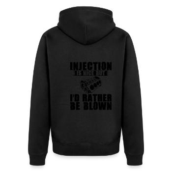 Injection is nice but i'd rather be blown 3 - Unisex Premium Organic Zip Hoodie - black - Back - Nico (187cm)