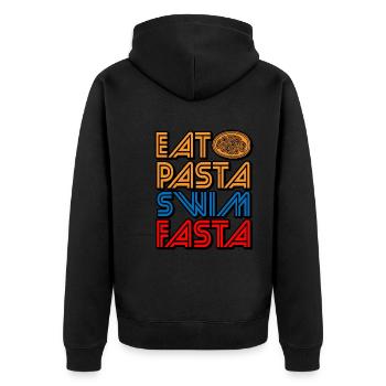 Eat Pasta Swim Fasta 13 - Unisex Premium Bio Zip Hoodie - Schwarz - Hinten - Nico (187cm)