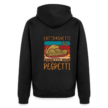Eat Spaghetti To Forgetti Your Regretti 9 - Unisex Premium Bio Zip Hoodie - Schwarz - Hinten - Nico (187cm)