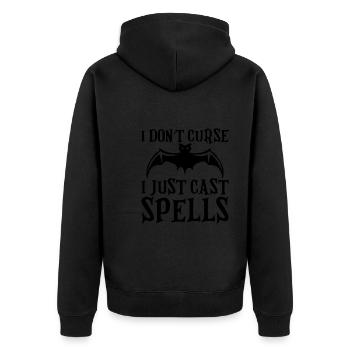 I Don't Curse, I Just Cast Spells - Unisex Premium Organic Zip Hoodie - black - Back - Nico (187cm)