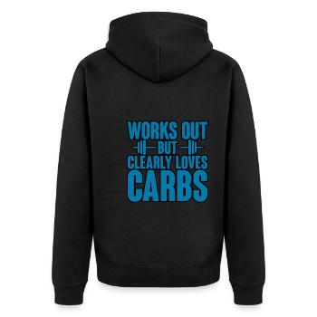 Fonctionne mais aime clairement les glucides 3 - Veste à capuche bio Premium Unisexe - noir - Dos - Nico (187cm)