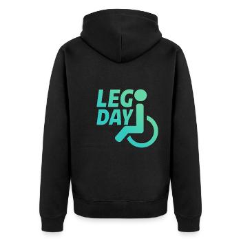 Leg Day Fauteuil roulant handicapé 22 - Veste à capuche bio Premium Unisexe - noir - Dos - Nico (187cm)