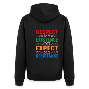 Respecter mon existence ou attendre ma résistance 16 - Veste à capuche bio Premium Unisexe - noir - Dos - Nico (187cm)