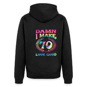 Merde, je fais bien paraître 70 - Veste à capuche bio Premium Unisexe - noir - Dos - Nico (187cm)