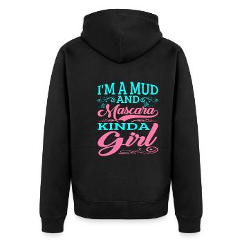 I'm A Mud And Mascara Kinda Girl 2 - Unisex Premium Bio Zip Hoodie - Schwarz - Hinten - Nico (187cm)