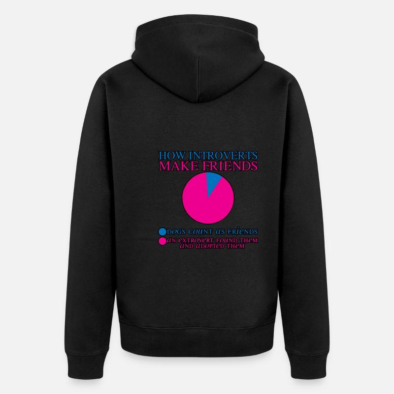 How Introverts Make Friends 2 - Unisex Premium Bio Zip Hoodie - Schwarz