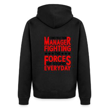 Directeur de la construction, Fighting Forces Of Stupid - Veste à capuche bio Premium Unisexe - noir - Dos - Nico (187cm)