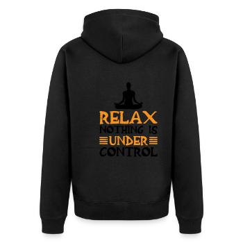 Relax, Nothing Is Under Control 18 - Unisex Premium Organic Zip Hoodie - black - Back - Nico (187cm)