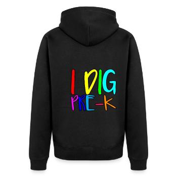 I Dig Pre-K 2 - Unisex Premium Bio Zip Hoodie - Schwarz - Hinten - Nico (187cm)