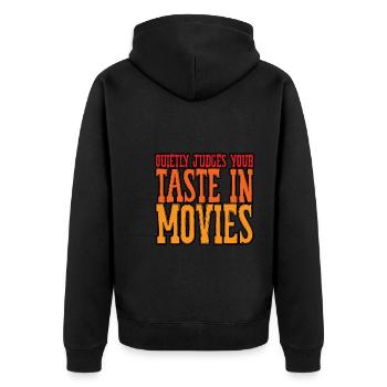 Juge tranquillement vos goûts dans les films 3 - Veste à capuche bio Premium Unisexe - noir - Dos - Nico (187cm)