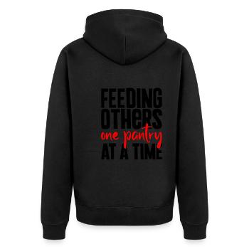 Feeding Others One Pantry At A Time - Unisex Premium Bio Zip Hoodie - Schwarz - Hinten - Nico (187cm)