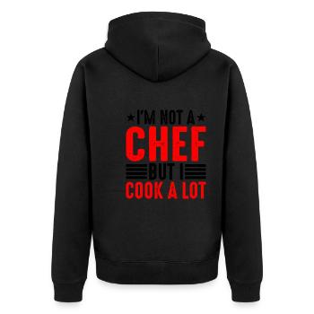 I'm Not A Chef But I Cook A Lot 2 - Unisex Premium Bio Zip Hoodie - Schwarz - Hinten - Nico (187cm)