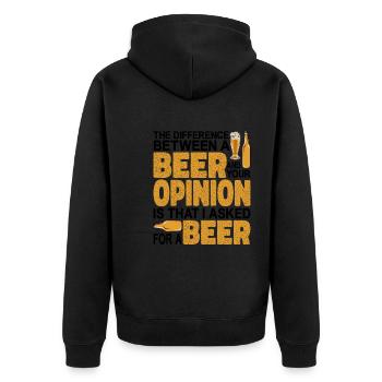La différence entre une bière et votre opinion - Veste à capuche bio Premium Unisexe - noir - Dos - Nico (187cm)