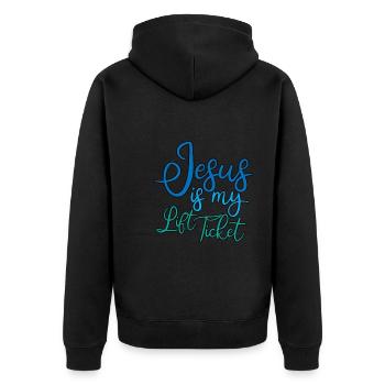 Jesus Is My Lift Ticket 2 - Unisex Premium Bio Zip Hoodie - Schwarz - Hinten - Nico (187cm)