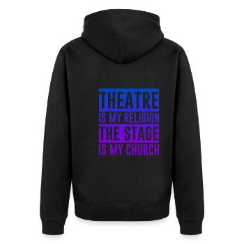 Le théâtre est ma religion, la scène est mon église 2 - Veste à capuche bio Premium Unisexe - noir - Dos - Nico (187cm)