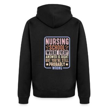 École d’infirmières où chaque réponse est juste 2 - Veste à capuche bio Premium Unisexe - noir - Dos - Nico (187cm)