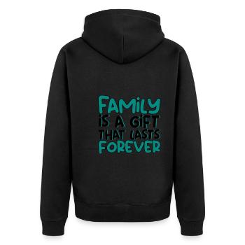 Family Is A Gift That Lasts Forever 3 - Unisex Premium Bio Zip Hoodie - Schwarz - Hinten - Nico (187cm)