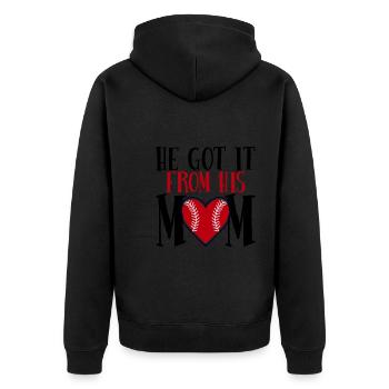 He Got It From His Mom 4 - Unisex Premium Organic Zip Hoodie - black - Back - Nico (187cm)