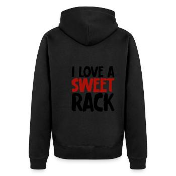 I Love A Sweet Rack - Unisex Premium Organic Zip Hoodie - black - Back - Nico (187cm)