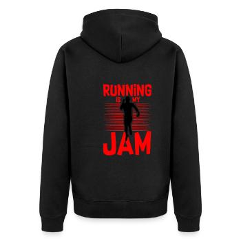 Running Is My Jam 4 - Unisex Premium Organic Zip Hoodie - black - Back - Nico (187cm)