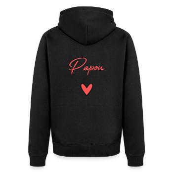 PAPOU. PAPA. FÊTE DES PÈRES. BONNE FÊTE PAPA - Veste à capuche bio Premium Unisexe - noir - Dos - Nico (187cm)