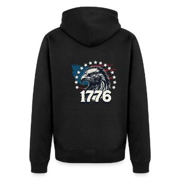 American USA Freedom Justice Fighter Abe 1776 - Unisex Premium Bio Zip Hoodie - Schwarz - Hinten - Nico (187cm)